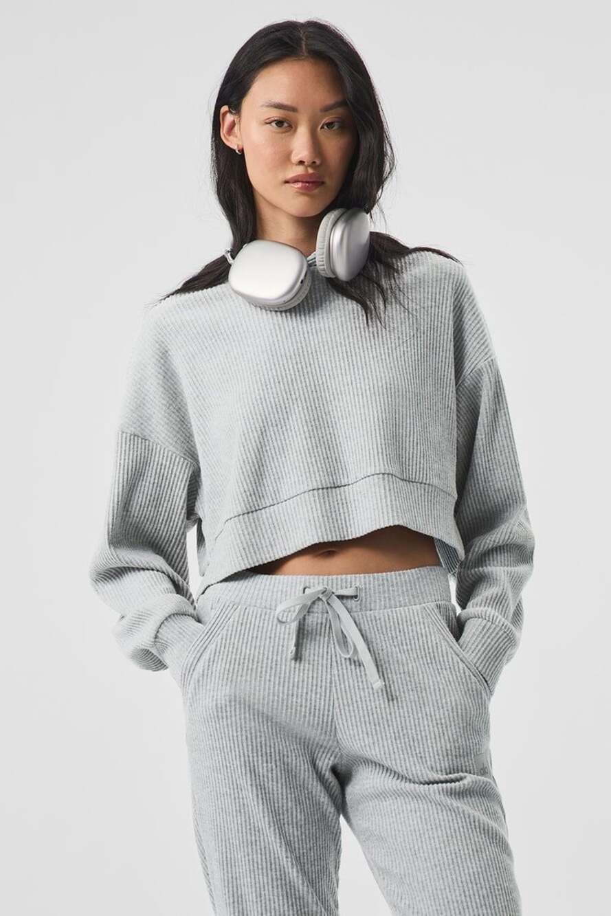 Alo Yoga Muse Hoodie in Athletic Heather Grey